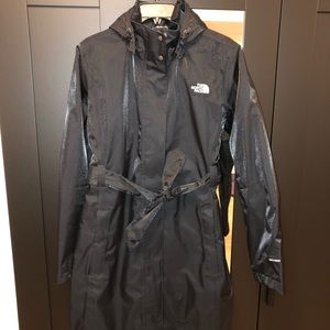 The Northface belted long lightweight rain jacket